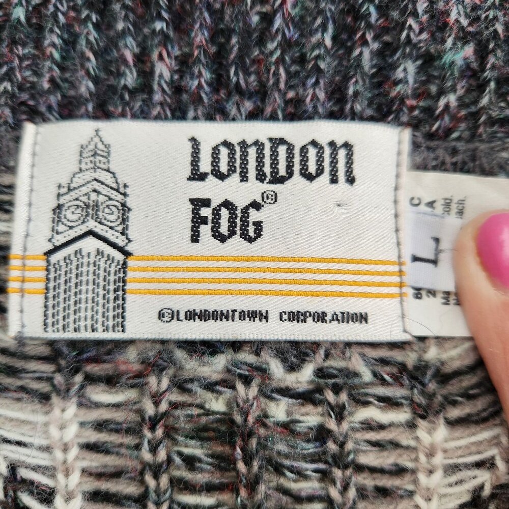 Vintage London Fog Cardigan Sweater Button Front  Alpaca Blend Grandpacore Dad L - Picture 7 of 11